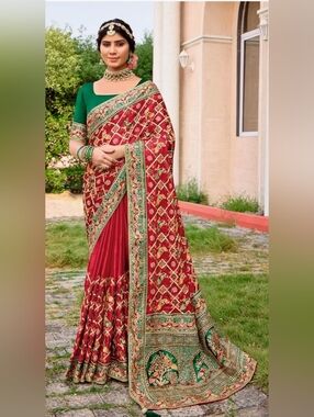 Sarees For Women Satin Silk Heavy Embroidered Saree ||Ethnic Traditional Indian